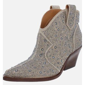 Jessica Simpson Women's Zadie Pull-on Western Booties Champagne Size 6M NWB